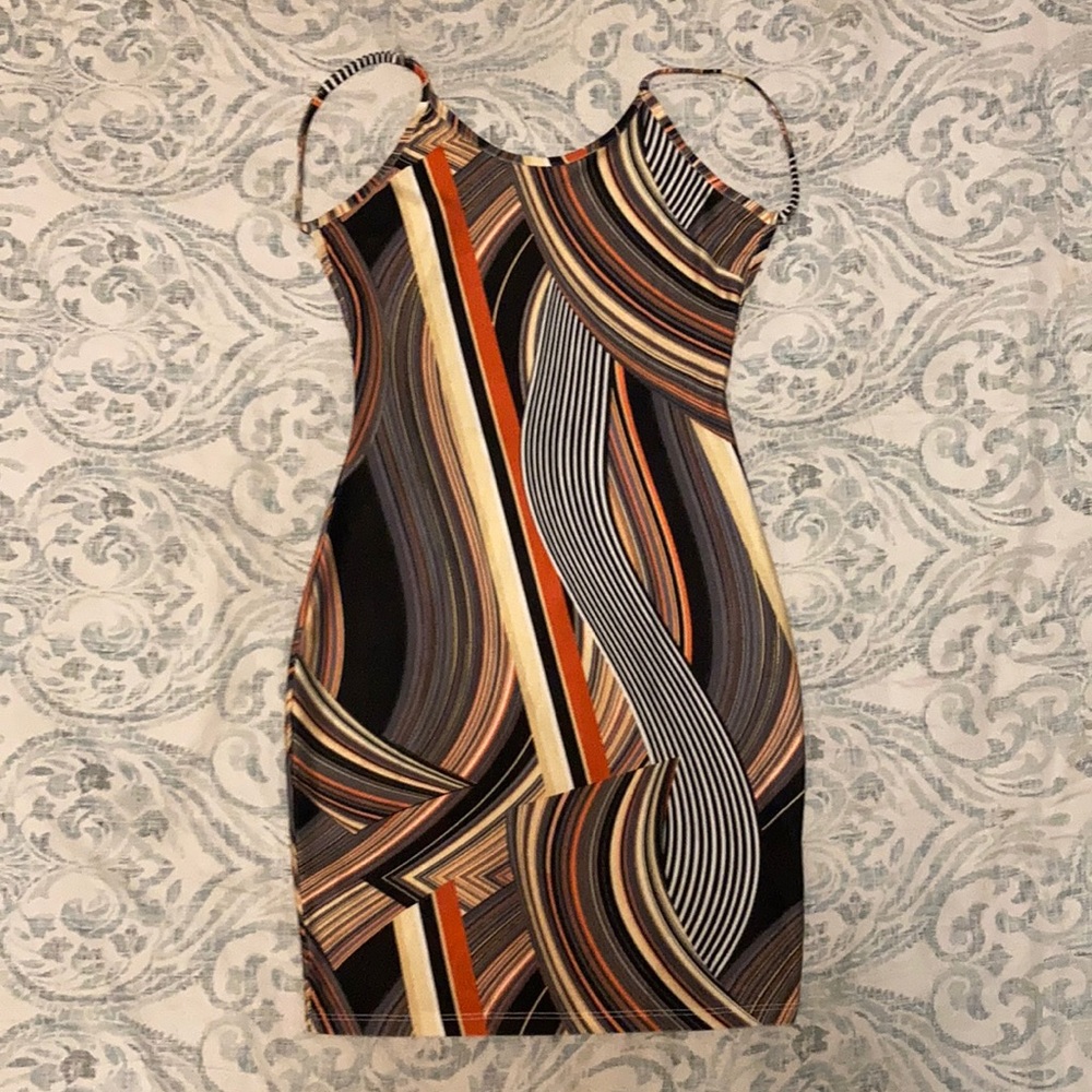 Multi-colored Backless Midi Dress